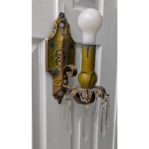 Antique Lincoln Polychrome Wall Sconce Light Candle Lamp Fixture 904 Art Deco